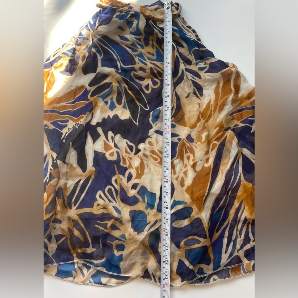 bellambra silk blend made in italy Floral Halter Neck Women Top - Blue and Brown - Picture 8 of 8